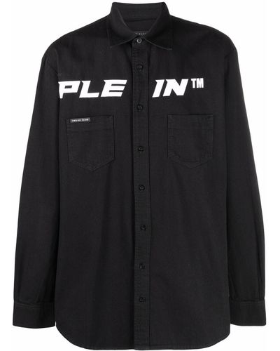 Philipp Plein Denim Overhemd - Zwart