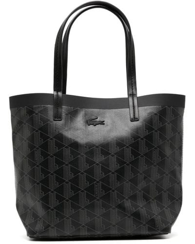 Lacoste Small Zely Monogram-print Tote Bag - Black