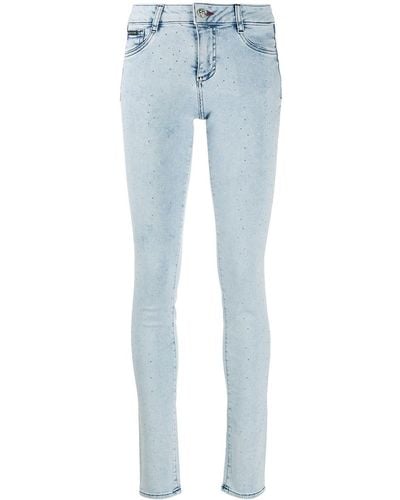 Philipp Plein Skinny-Jeans mit Kristallen - Blau