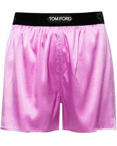 Tom Ford Satin Boxers With Logo Patch - Pink