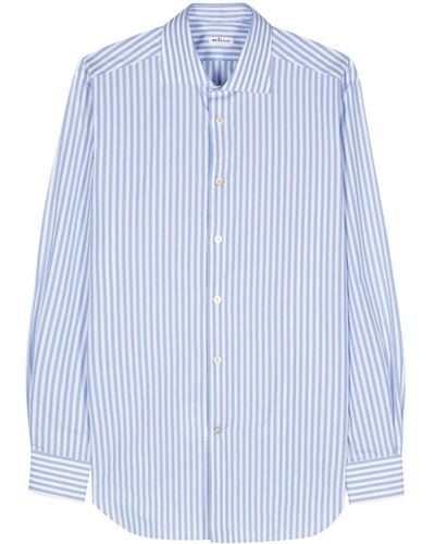 Kiton Striped long-sleeve shirt - Bleu