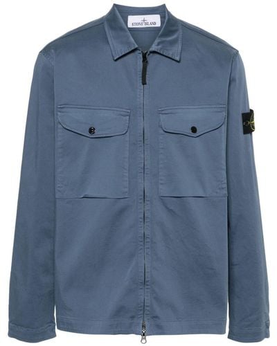 Stone Island Compass-badge shirt jacket - Blau