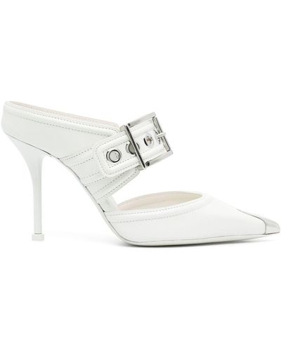 Alexander McQueen Pointed-toe 100mm Mules - White