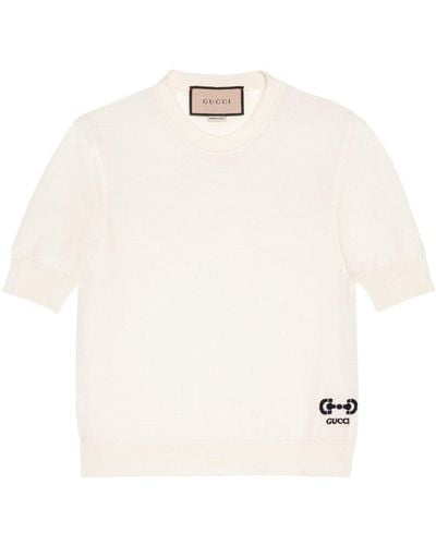 Gucci T-Shirt mit Horsebit-Intarsie - Weiß