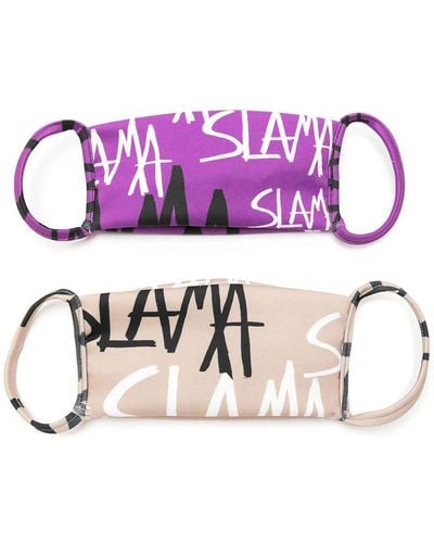 Amir Slama Set de 2 mascarillas estampadas - Morado