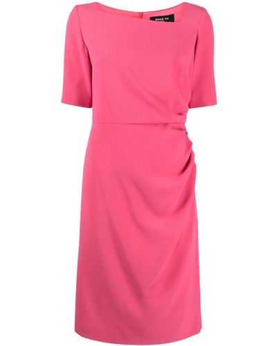 Paule Ka Pleat-detail Crepe Midi Dress - Pink