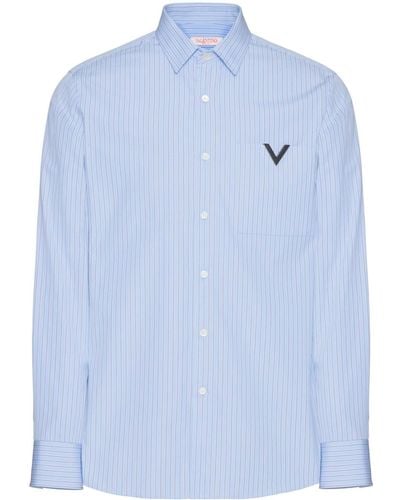 Valentino Garavani V-detail Cotton Shirt - Blue