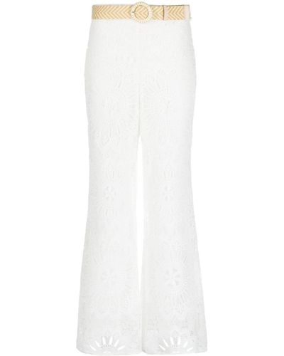 Zimmermann Pantalones anchos con encaje floral - Blanco