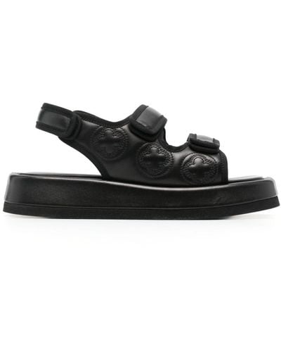 Peserico Embossed-logo Quilted Leather Sandals - Black