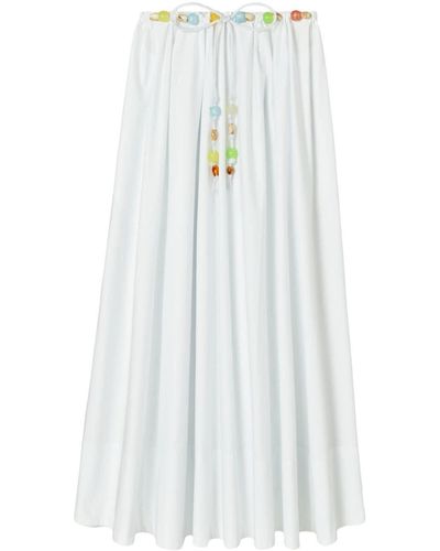 Tory Burch Jupe mi-longue à taille nouée - Blanc