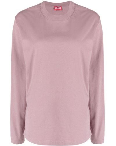 DIESEL Logo-print Long-sleeve T-shirt - Roze