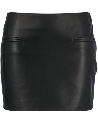Ferragamo ウェルトポケット レザーミニスカート - ブラック