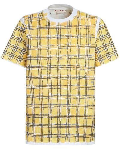 Marni Checked Cotton T-shirt - Yellow