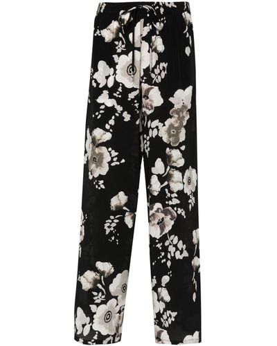 Ermanno Scervino Pantalones con estampado floral - Negro