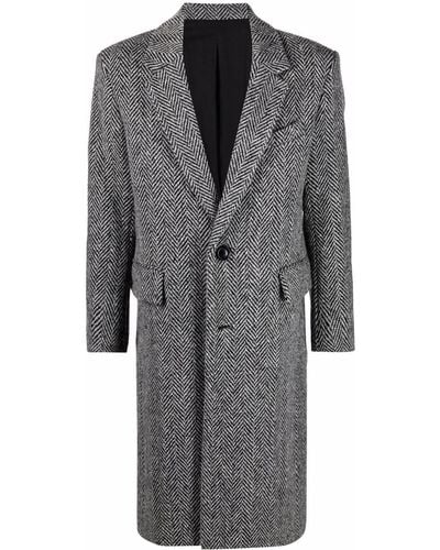 Ami Paris Chevron-pattern Single-breasted Coat - Grey