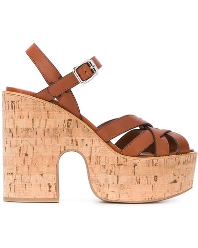 Miu Miu Sandalen Met Plateauzool - Bruin