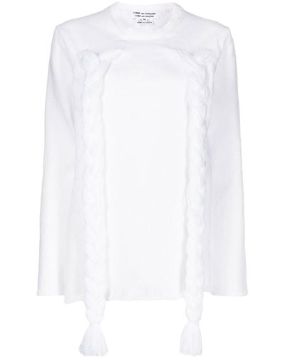 Comme des Garçons Braided-detail Long-sleeve Sweater - White