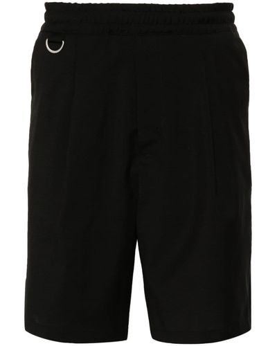 Low Brand Pleat-detail Wool Shorts - Black