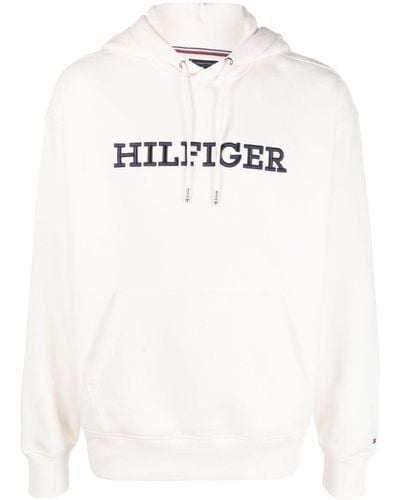 Tommy Hilfiger Monotype Logo-embroidered Hoodie - White