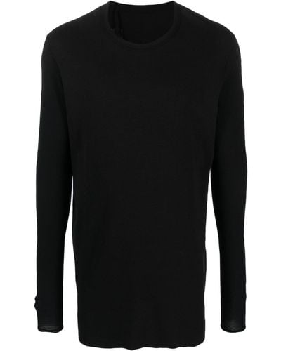 Boris Bidjan Saberi Round-neck Ribbed Cotton Sweatshirt - Black