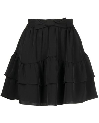 B+ AB Pleated Flared Mini Skirt - Black