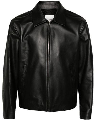 Sandro Zip-up Leather Jacket - Black