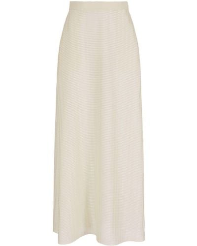 Emporio Armani Striped Chiffon Maxi Skirt - White