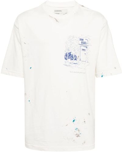 DOMREBEL T-shirt Scuff Door à imprimé graphique - Blanc