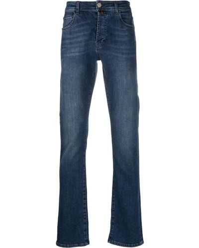 Billionaire Logo-embroidered Straight-leg Jeans - Blue