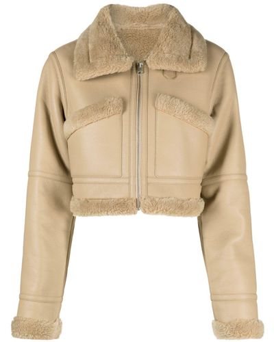 LVIR Faux-leather Cropped Jacket - Natural