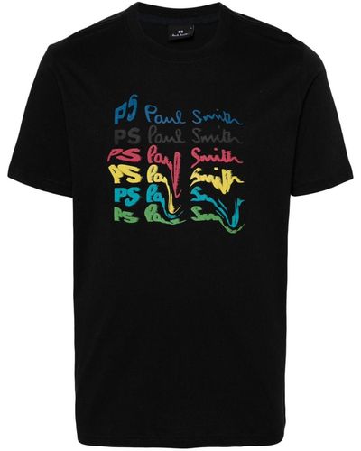 PS by Paul Smith Logo-print Cotton T-shirt - Black