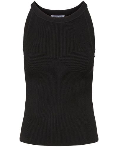 Veronica Beard Moulin Ribbed-knit Vest Top - Black