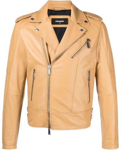 DSquared² Kiodo Leather Biker Jacket - Natural