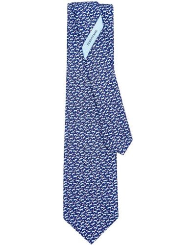 Ferragamo Cravate en soie à imprimé Tobia - Bleu