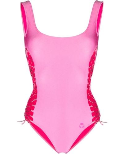 Leslie Amon Scoop Back Stretch Swimsuit - Pink