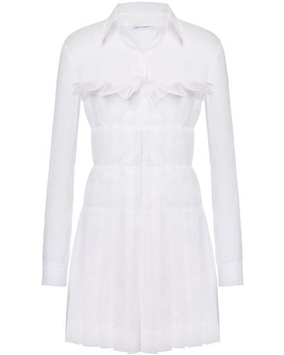 Alberta Ferretti Gedrapeerde Katoenen Mini-jurk - Wit