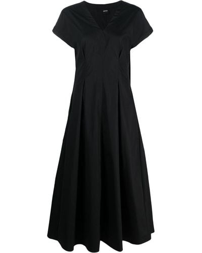 Aspesi Vestido largo plisado con manga corta - Negro