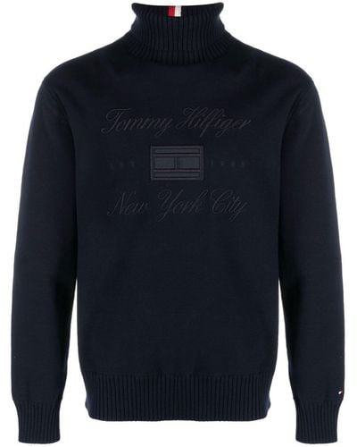 Tommy Hilfiger Trui Met Geborduurd Logo - Blauw