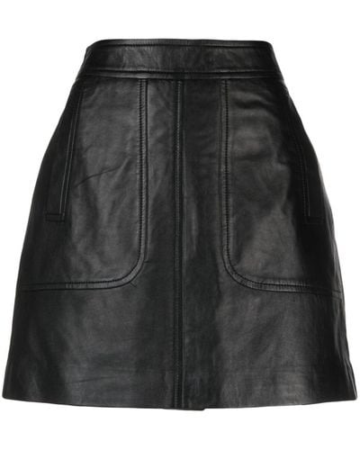 Munthe Limone Leather Miniskirt - Black