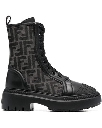 Fendi Rockoko Combat Boots - Zwart