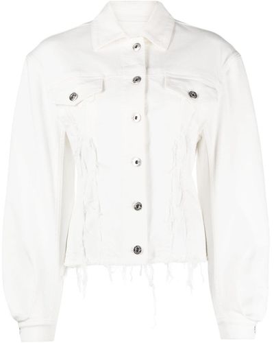 Lanvin Distressed Denim Jacket - White