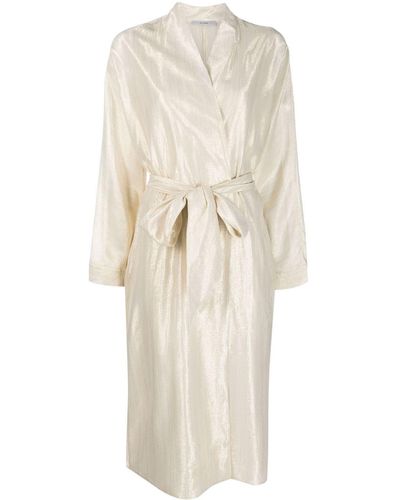 Dusan Metallic Belted Trench Coat - Natural