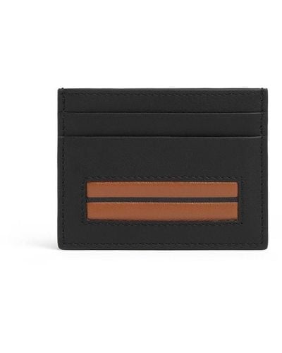 Zegna Stripe-detail Leather Cardholder - White