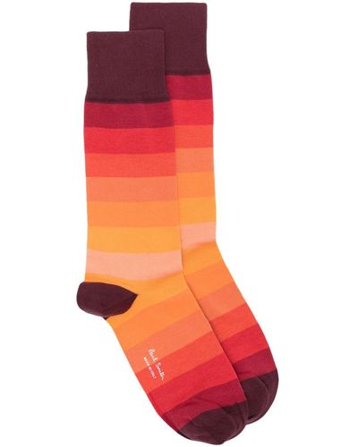 Paul Smith Chaussettes Neon Stripe - Rouge