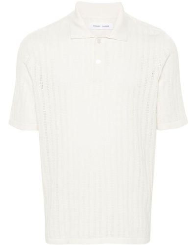 Samsøe & Samsøe Saconald Open-knit Polo Shirt - White