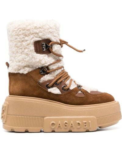 Casadei Stivali Polacco Shearling-lining Boots - Natural