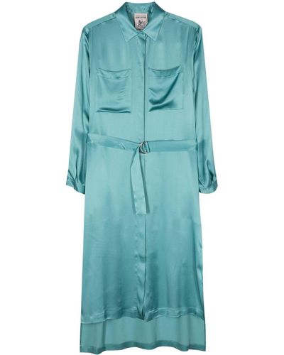 Semicouture Satin Shirt Dress - Blue