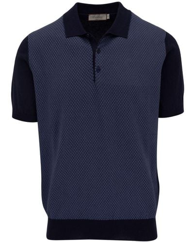 Canali Two-tone Cotton Polo Shirt - Blue