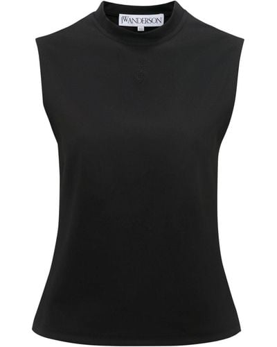 JW Anderson Logo-Embroidered Tank Top - Black