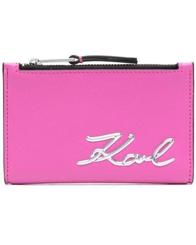 Karl Lagerfeld Portemonnaie mit Logo-Schild - Pink